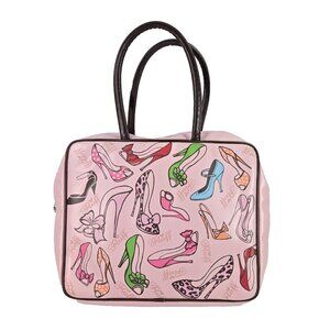Miss Fluff 2009 Laptop Bag Pink Whimsical Shoe Print Travel Case Fashionista